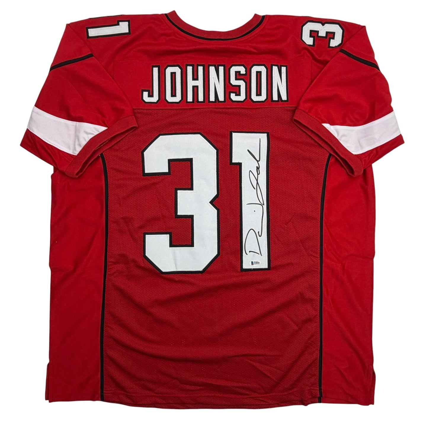 Autographed/Signed David Johnson Arizona Red Football Jersey Beckett BAS COA