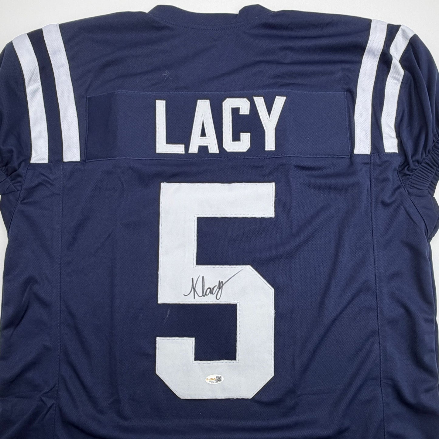 Autographed/Signed Kewan Lacy Ole Miss Blue College Football Jersey JSA COA