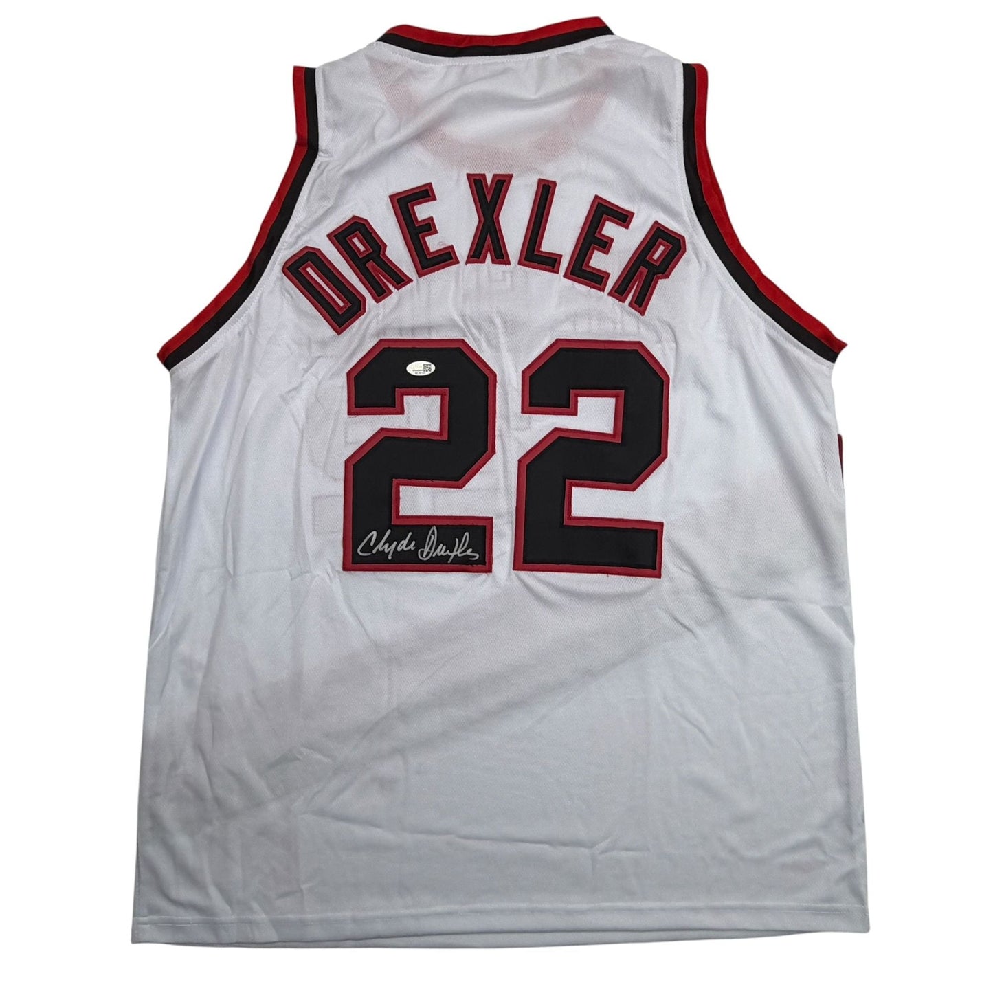 Autographed/Signed Clyde Drexler Portland White Basketball Jersey JSA COA