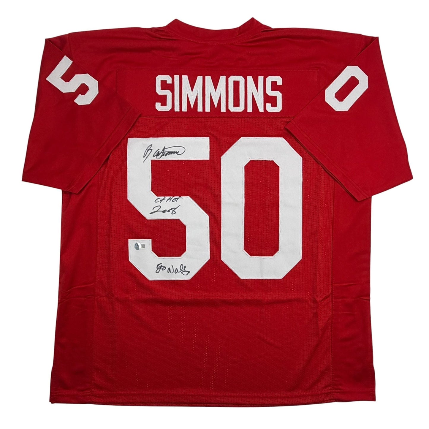 Autographed/Signed Ron Simmons Florida State FSU Red College Football Jersey Beckett BAS COA