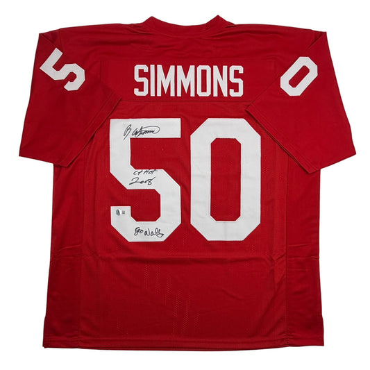Autographed/Signed Ron Simmons Florida State FSU Red College Football Jersey Beckett BAS COA