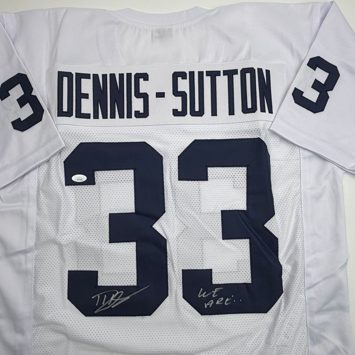 Autographed/Signed Dani Dennis-Sutton Penn State White College Football Jersey JSA COA