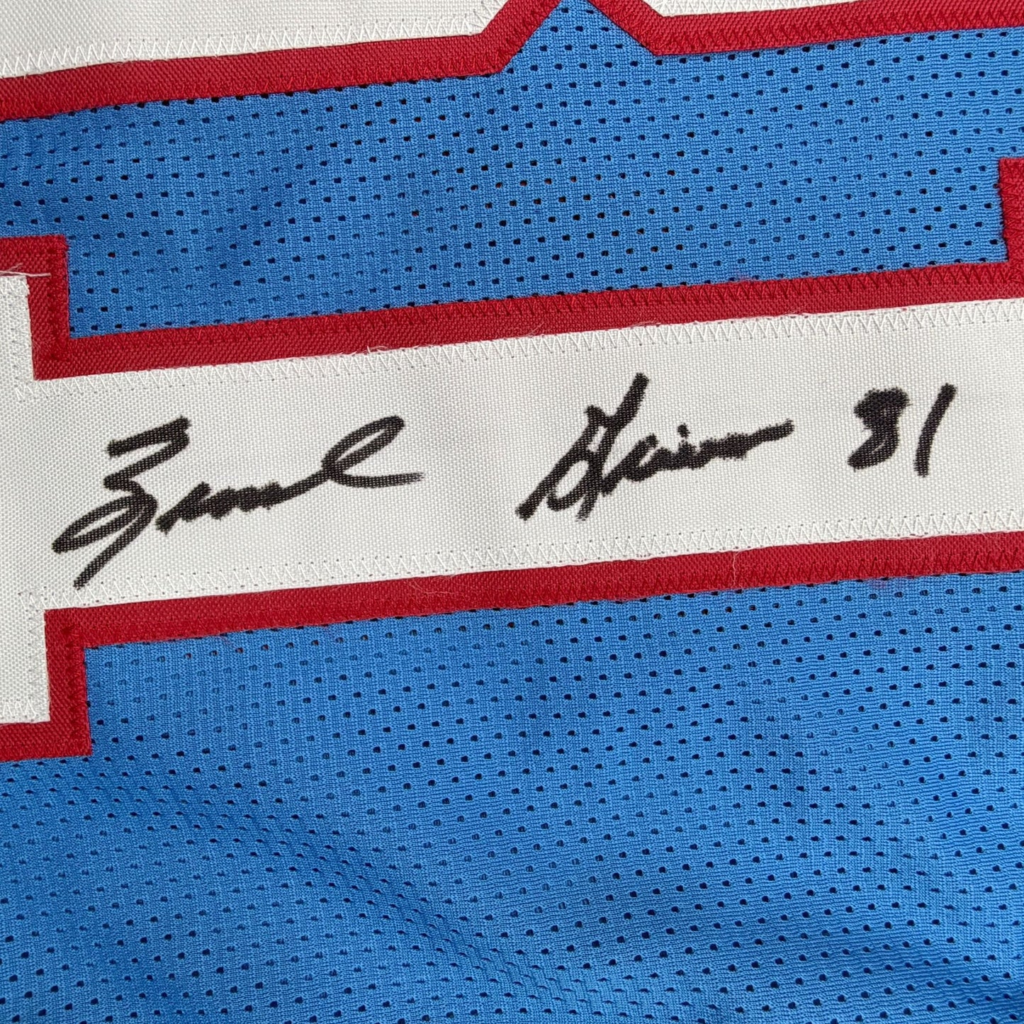 Autographed/Signed Ernest Givins Houston Blue Football Jersey JSA COA