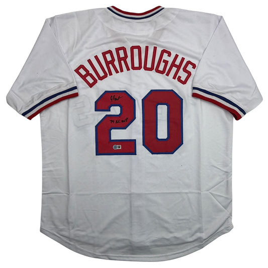 Autographed/Signed Jeff Burroughs Texas White Baseball Jersey Beckett BAS COA