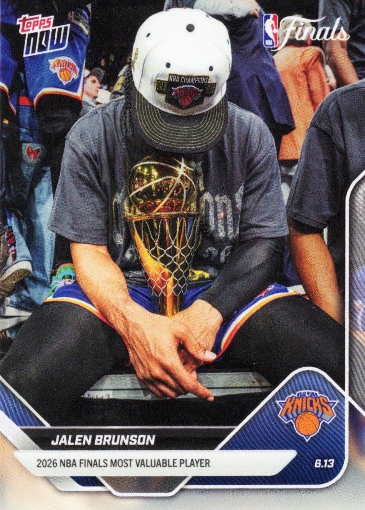 2025 Topps Now Jalen Brunson #339SP 2026 NBA Finals Most Valuable Player New York Knicks Basketball Card