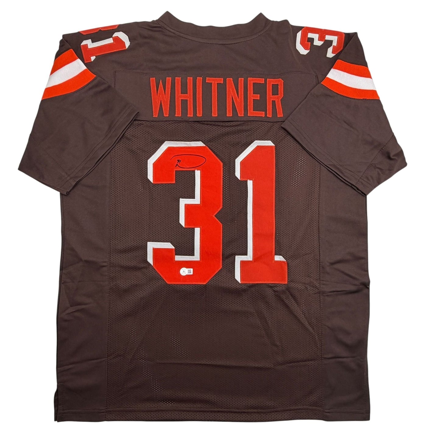Autographed/Signed Donte Whitner Cleveland Brown Football Jersey Beckett BAS COA