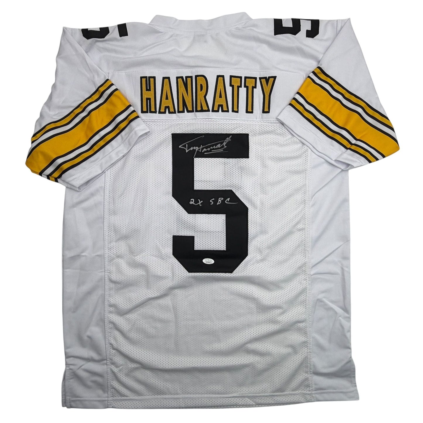 Autographed/Signed Terry Hanratty Pittsburgh White Football Jersey JSA COA