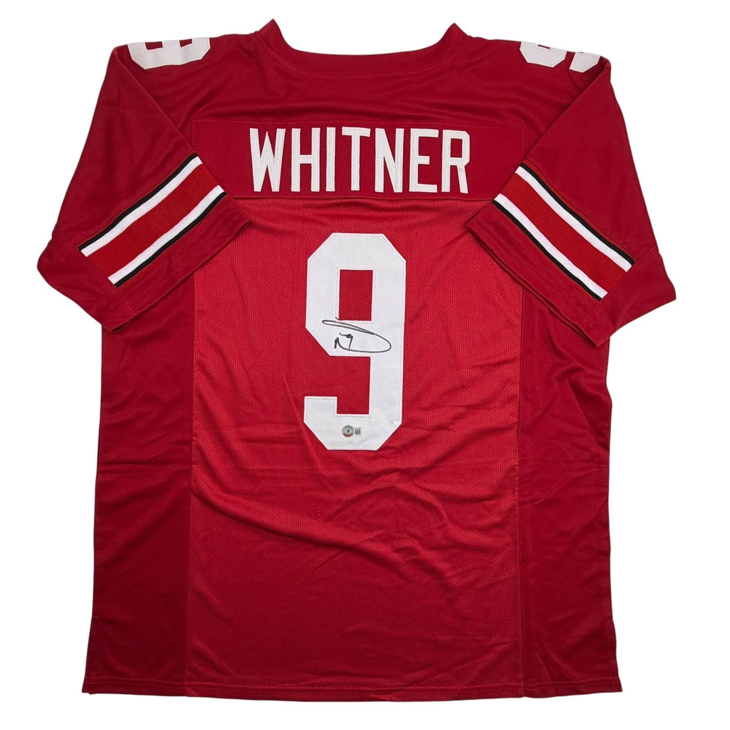 Autographed/Signed Donte Whitner Ohio State Red College Football Jersey Beckett BAS COA