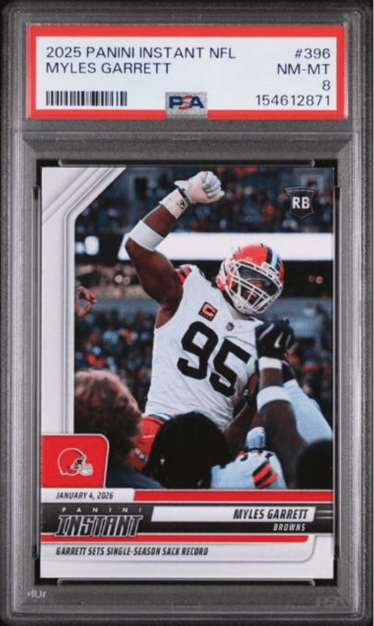 Graded 2025 Panini Instant Myles Garrett #396 Football Card PSA 8 Near Mint