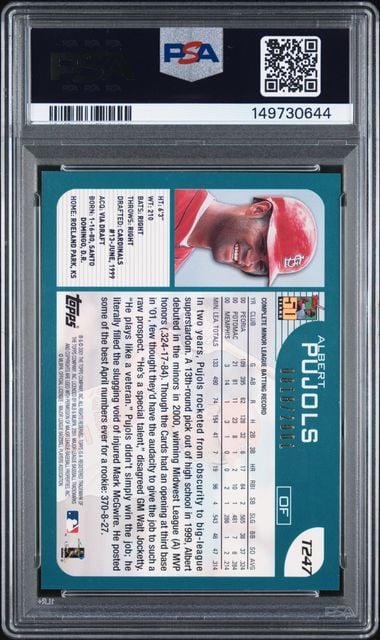 Graded 2001 Topps Traded Albert Pujols #T247 Gold Foil /2001 Rookie RC Baseball Card PSA 8 NM-MT