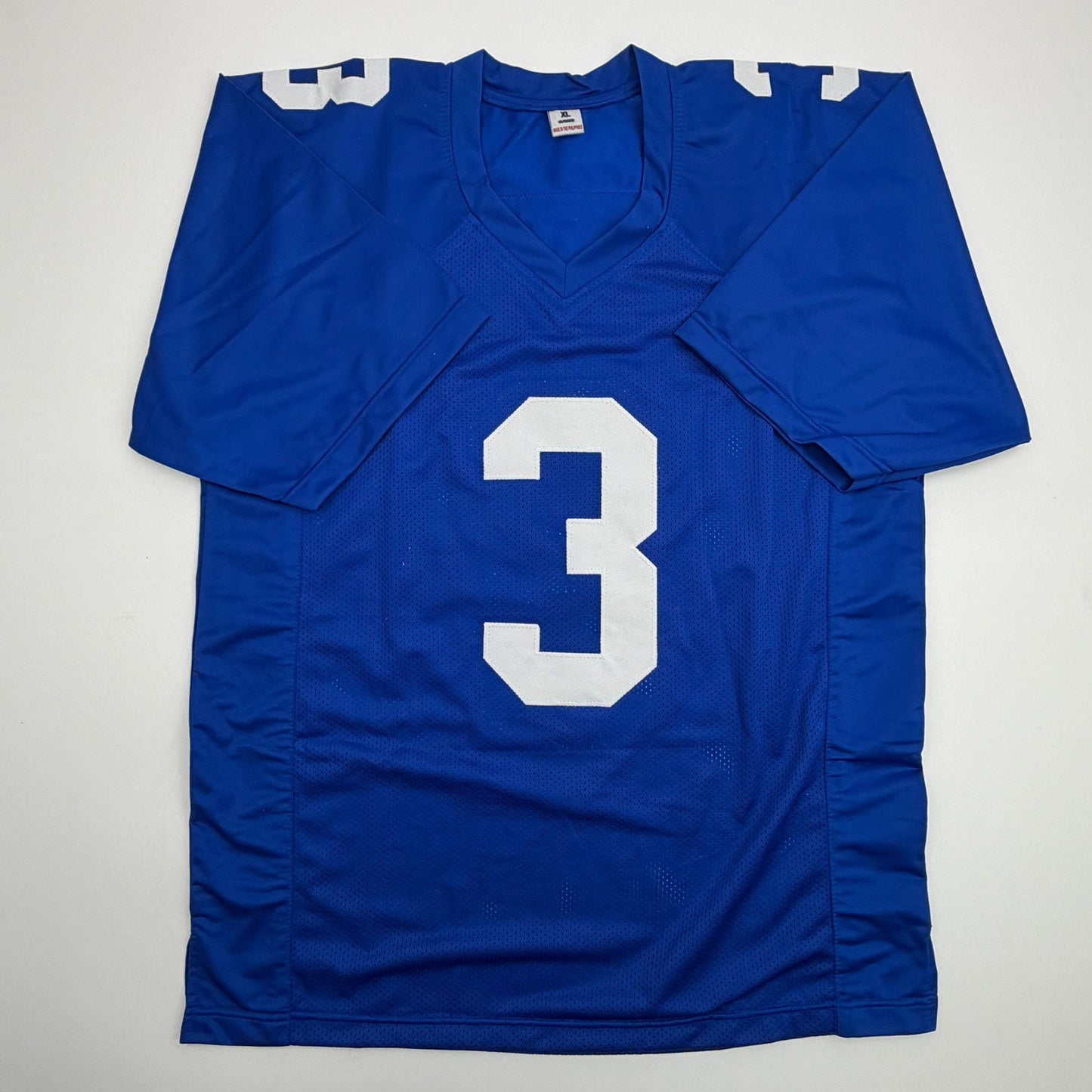 Autographed/Signed Abdul Carter New York #3 Blue Football Jersey Beckett BAS COA