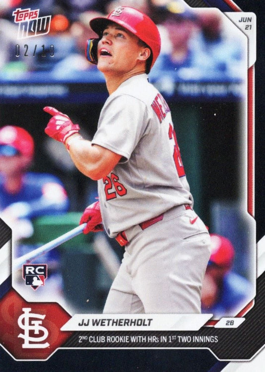 2026 Topps Now JJ Wetherholt #362 Black Foil /10 2nd Club Rookie with Home Runs in 1st Two Innings St Louis Cardinals Rookie RC Baseball Card