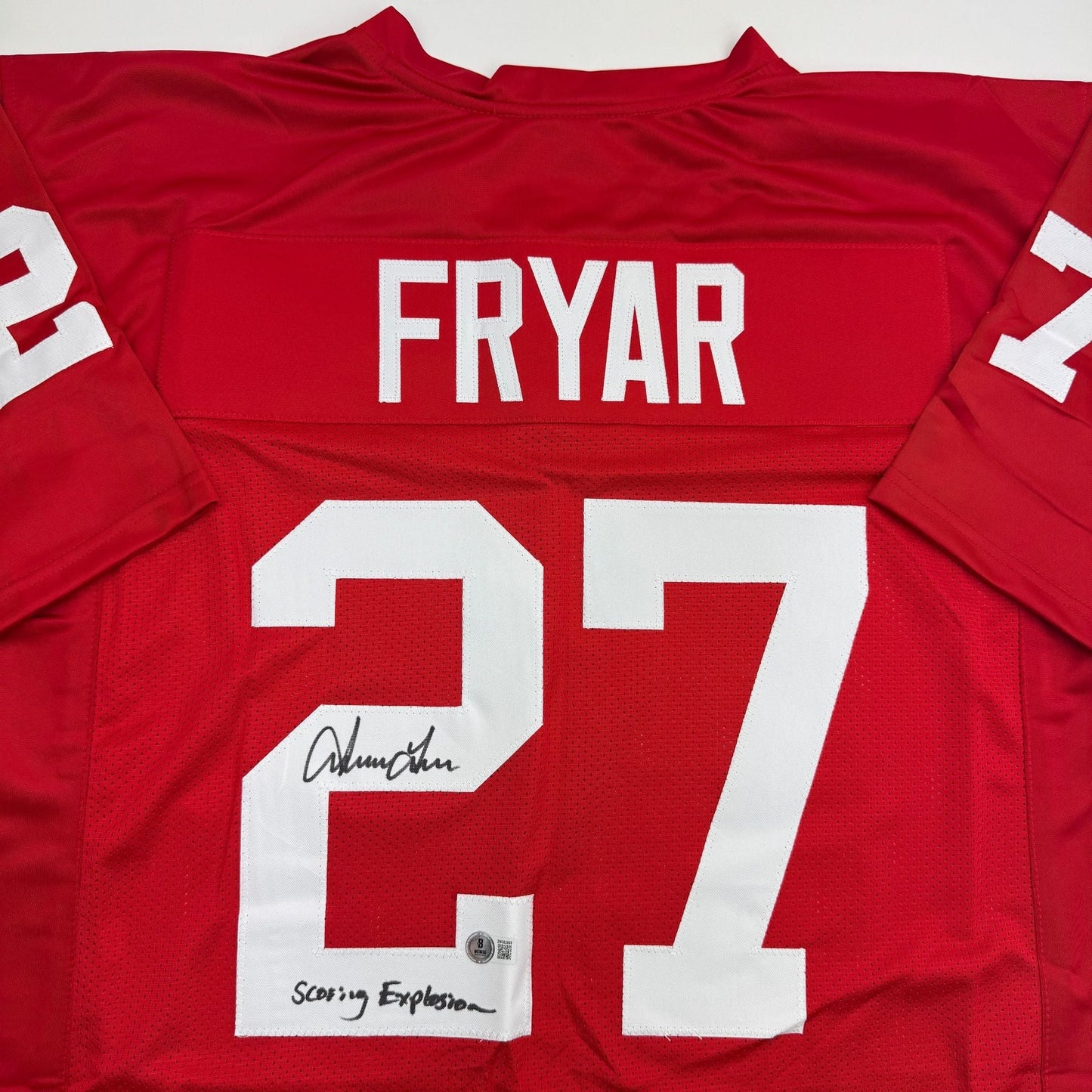 Autographed/Signed Irving Fryar "Scoring Explosion" Nebraska Red College Football Jersey Beckett BAS COA