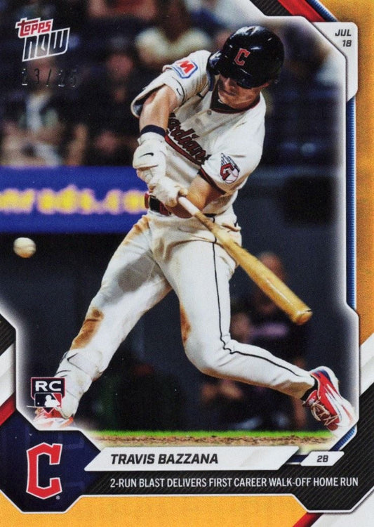 2026 Topps Now Travis Bazzana #462 Orange Foil /25 2 Run Blast Delivers First Career Walk Off Home Run Cleveland Guardians Rookie RC Baseball Card
