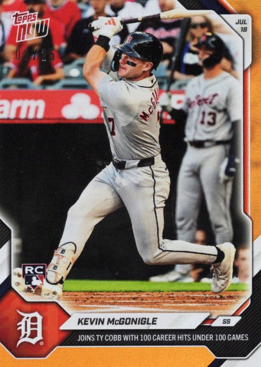 2026 Topps Now Kevin McGonigle #463 Orange Foil /25 Joins Ty Cobb with 100 Career Hits Under 100 Games Detroit Tigers Rookie RC Baseball Card