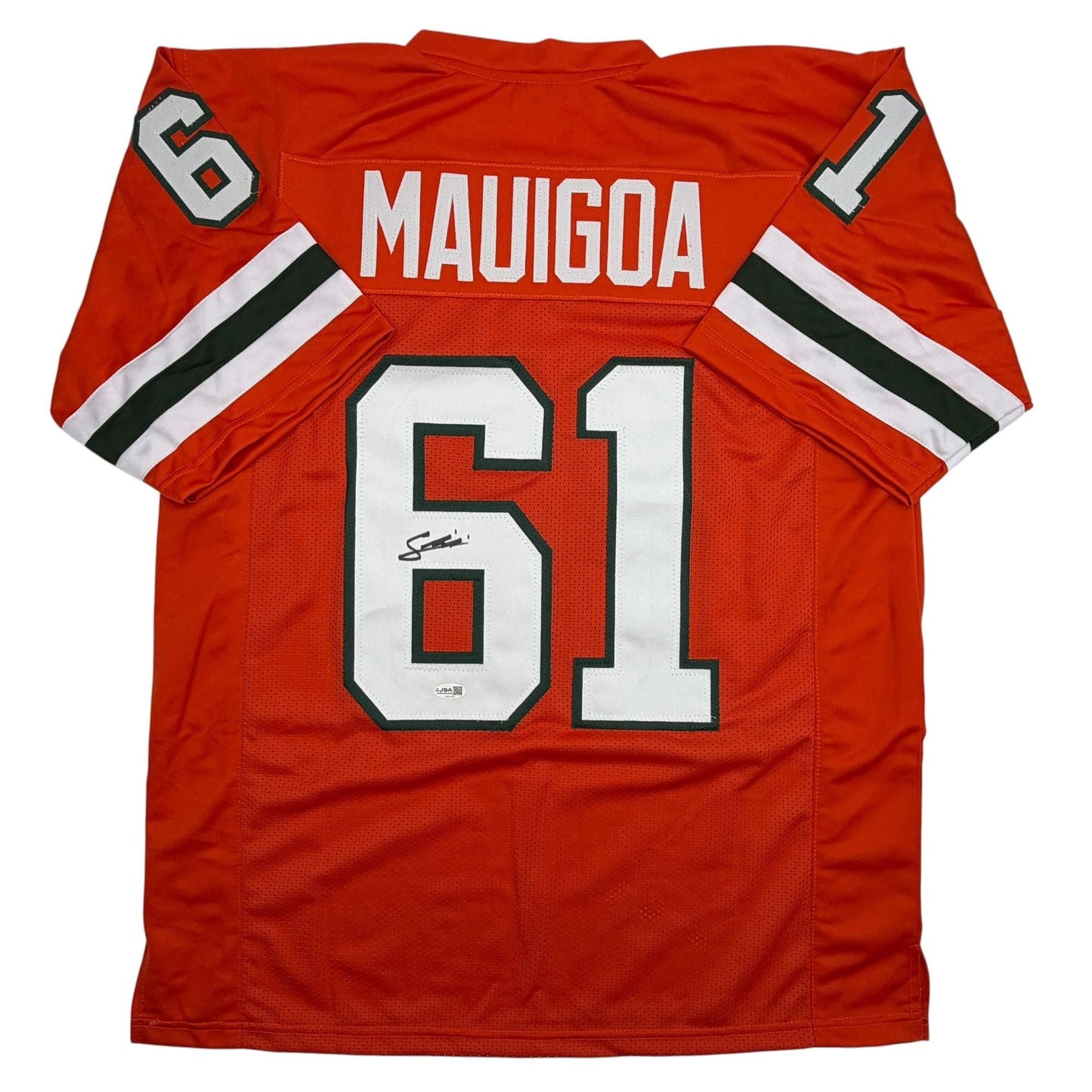 Autographed/Signed Francis Mauigoa Miami Orange College Football Jersey JSA COA