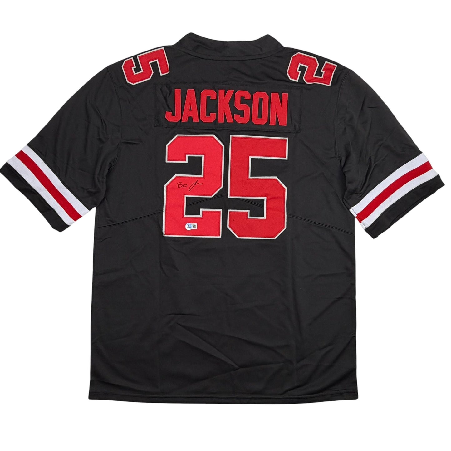 Autographed/Signed Lamar Bo Jackson Ohio State Black College Football Jersey Beckett BAS COA