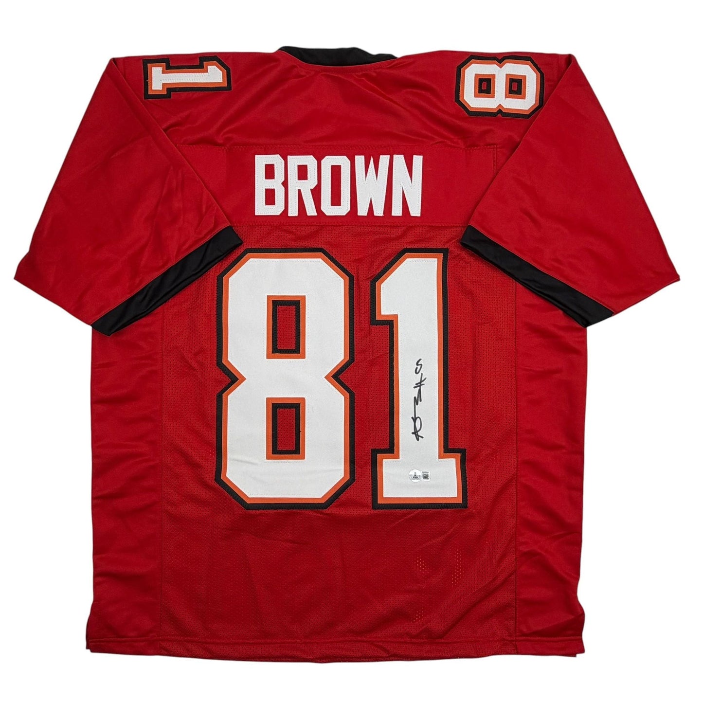 Autographed/Signed Antonio Brown Tampa Bay Red Football Jersey Beckett BAS COA