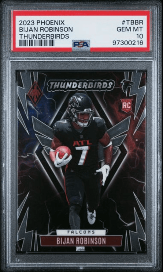 Graded 2023 Panini Phoenix Bijan Robinson #TBBR Thunderbirds Rookie RC Football Card PSA 10 Gem Mint