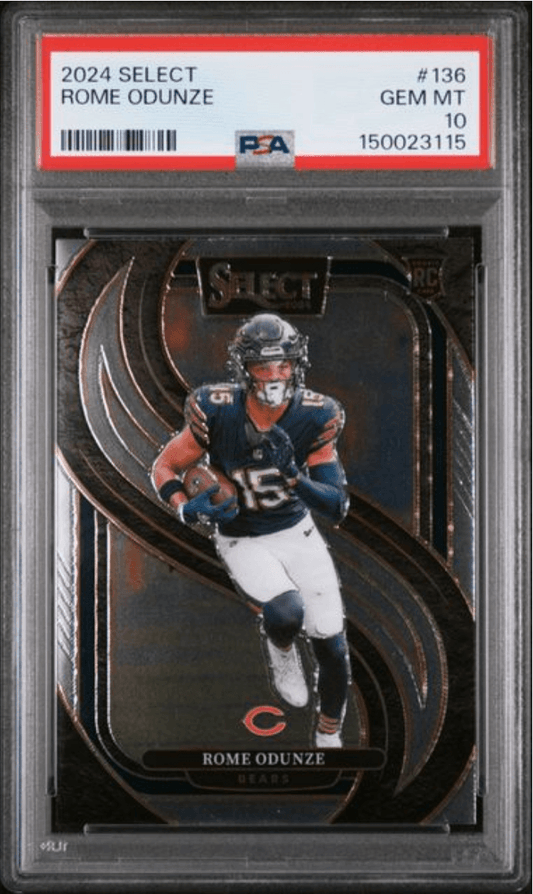 Graded 2024 Panini Select Rome Odunze #136 Rookie RC Football Card PSA 10 Gem Mint