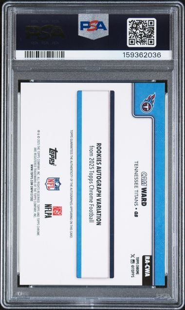 2025 Topps Chrome Cam Ward #RA-CWA Aqua Lava Rookies Auto /199 Rookie RC Football Card PSA 10 Auto