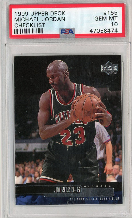 Graded 1999 Upper Deck Michael Jordan #155 Set Checklist 2 Basketball Card PSA 10 Gem Mint