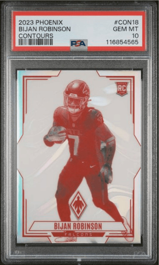 Graded 2023 Panini Phoenix Bijan Robinson #CON18 Contours Rookie RC Football Card PSA 10 Gem Mint