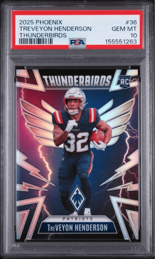 Graded 2025 Panini Phoenix TreVeyon Henderson #36 Thunderbirds Rookie RC Football Card PSA 10 Gem Mint