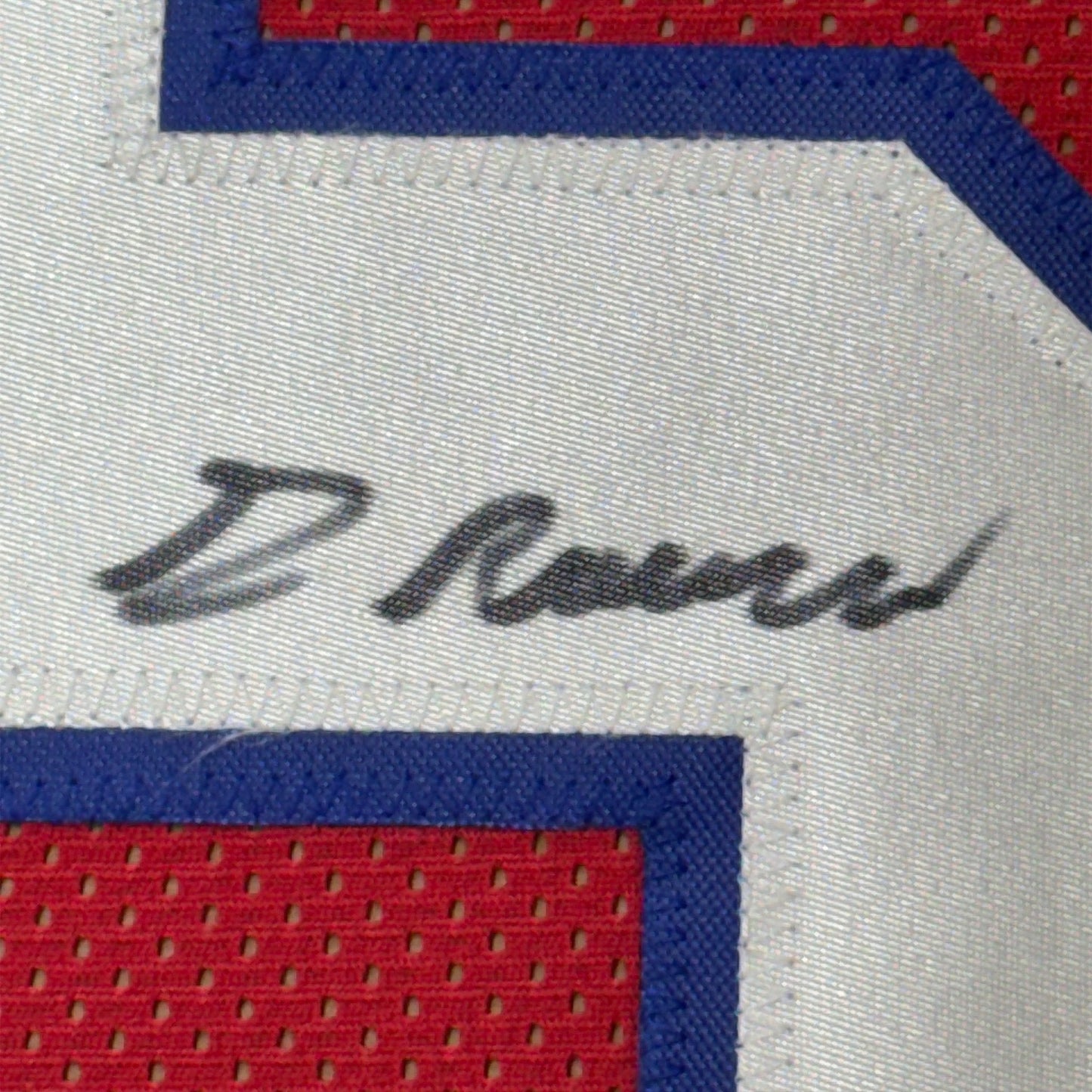 Framed Autographed/Signed Greg Rousseau 35x39 Buffalo Red Football Jersey JSA COA