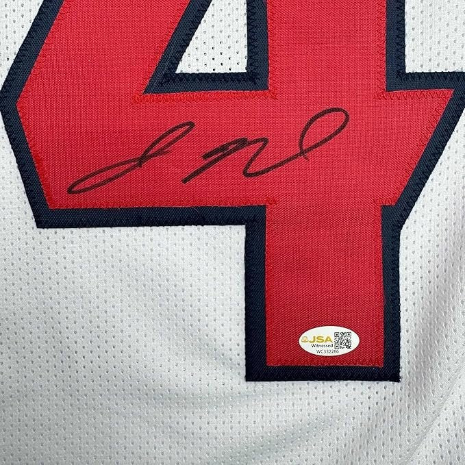 Framed Autographed/Signed Jaylin Noel 35x39 Houston White Football Jersey JSA COA