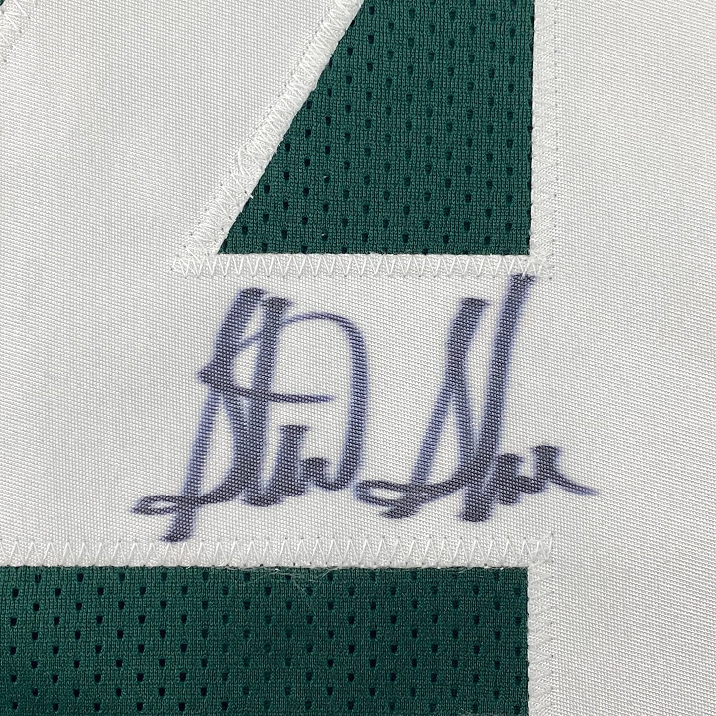 Framed Autographed/Signed Sterling Sharpe 35x39 Green Bay Green Football Jersey Beckett BAS COA