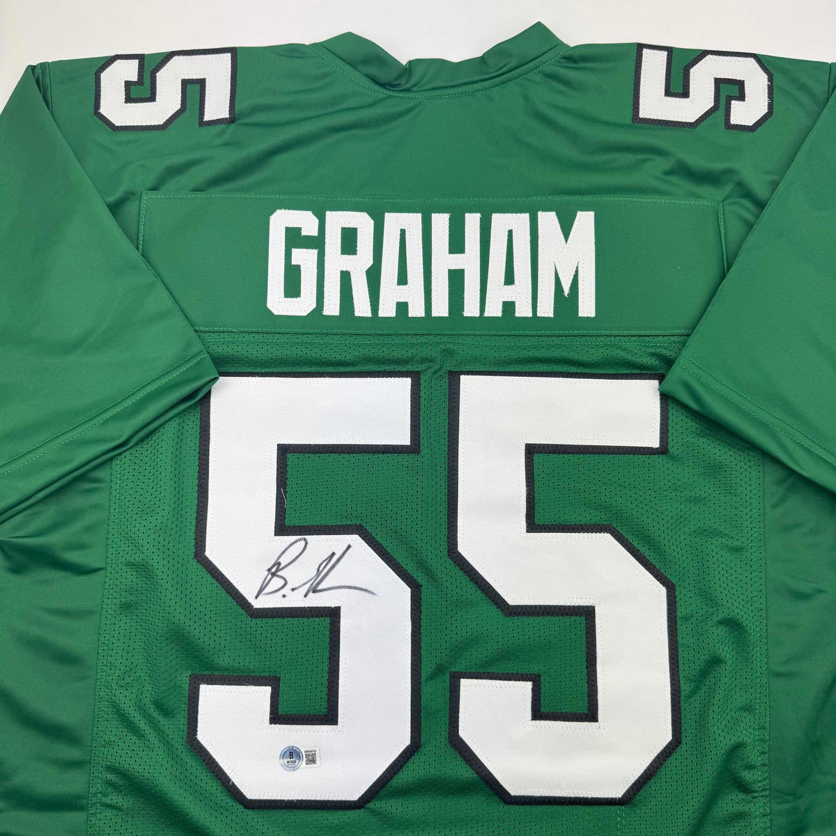 Autographed/Signed Brandon Graham Philadelphia Kelly Green Football Jersey JSA COA