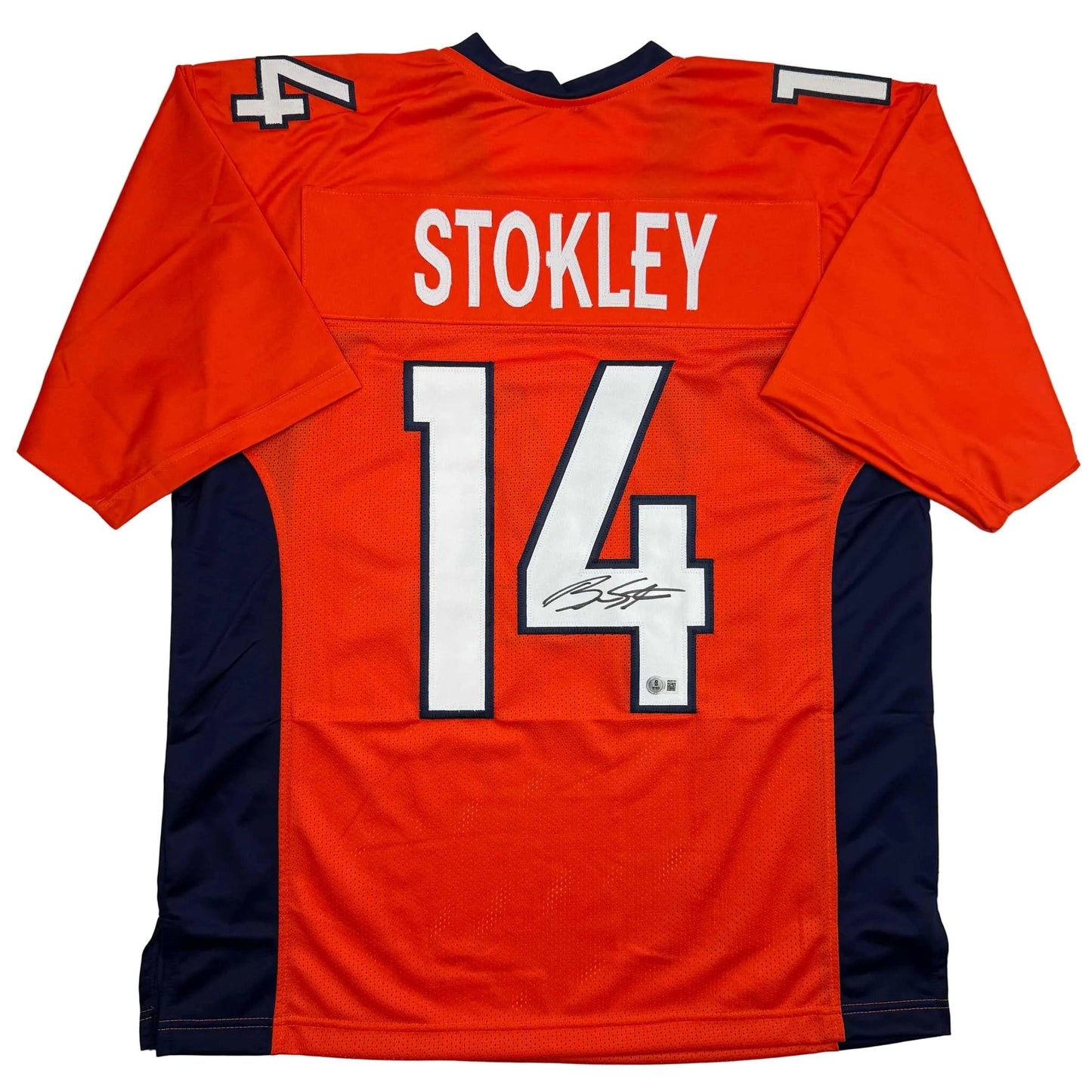 Autographed/Signed Brandon Stokley Denver Orange Football Jersey Beckett BAS COA
