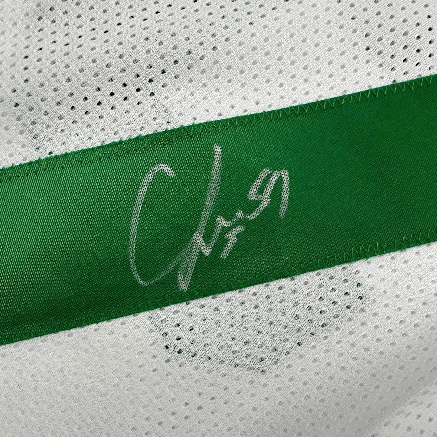 Autographed/Signed CJ C.J. Mosley New York White Football Jersey JSA COA