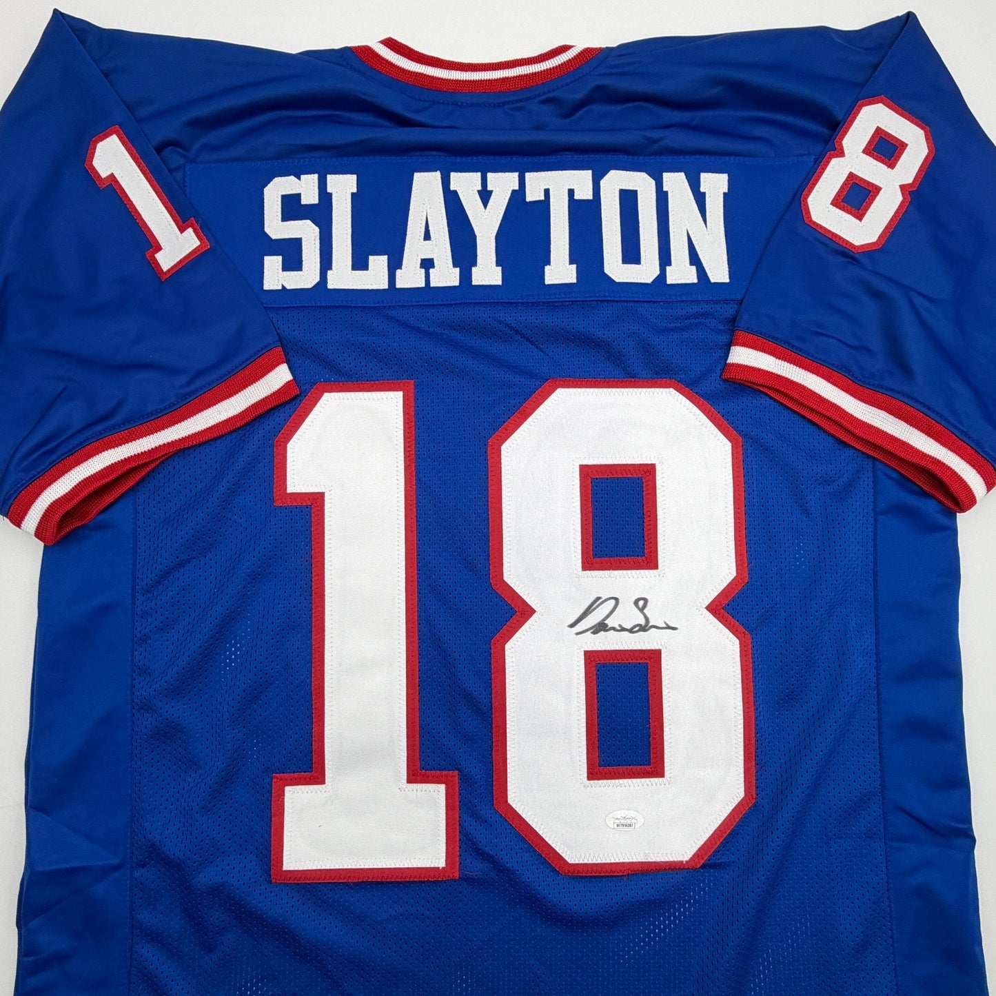 Autographed/Signed Darius Slayton New York Retro Blue Football Jersey JSA COA