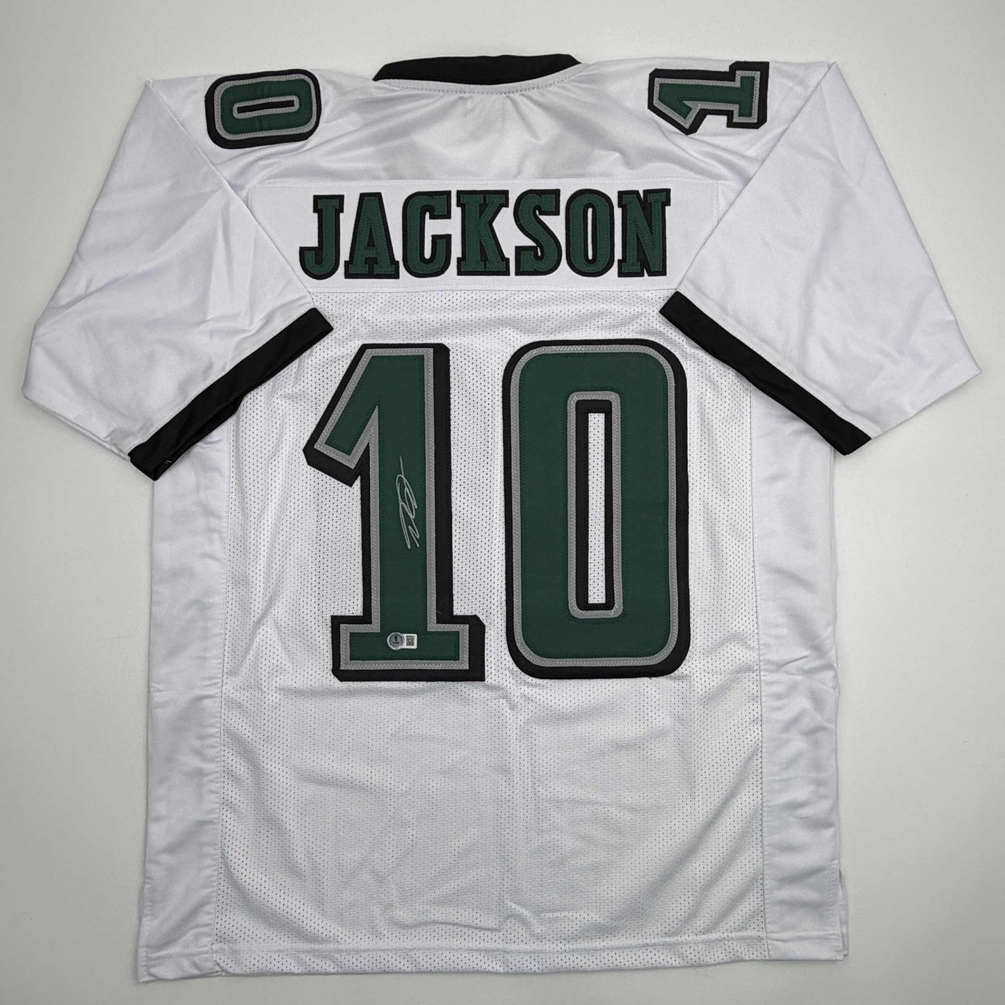 Autographed/Signed DeSean Jackson Philadelphia White Football Jersey Beckett BAS COA
