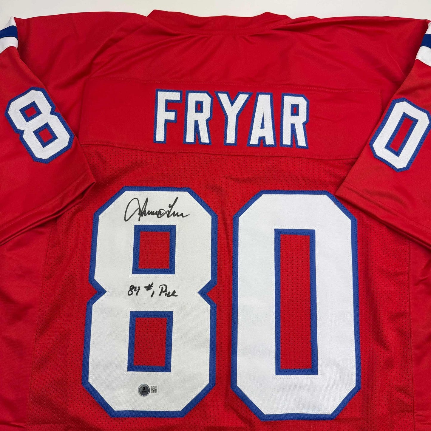 Autographed/Signed Irving Fryar New England Red Football Jersey JSA COA