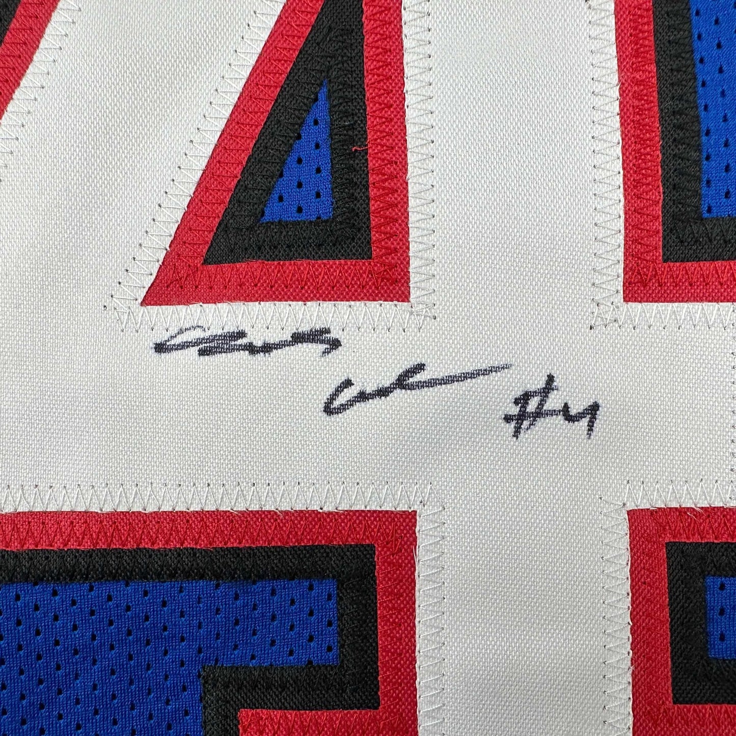 Autographed/Signed James Cook Buffalo Blue Football Jersey Beckett BAS COA