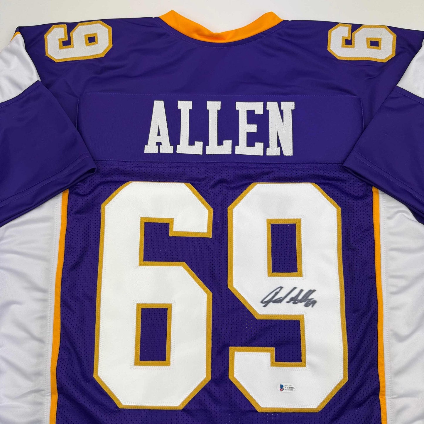 Autographed/Signed Jared Allen Minnesota Purple Football Jersey Beckett BAS COA