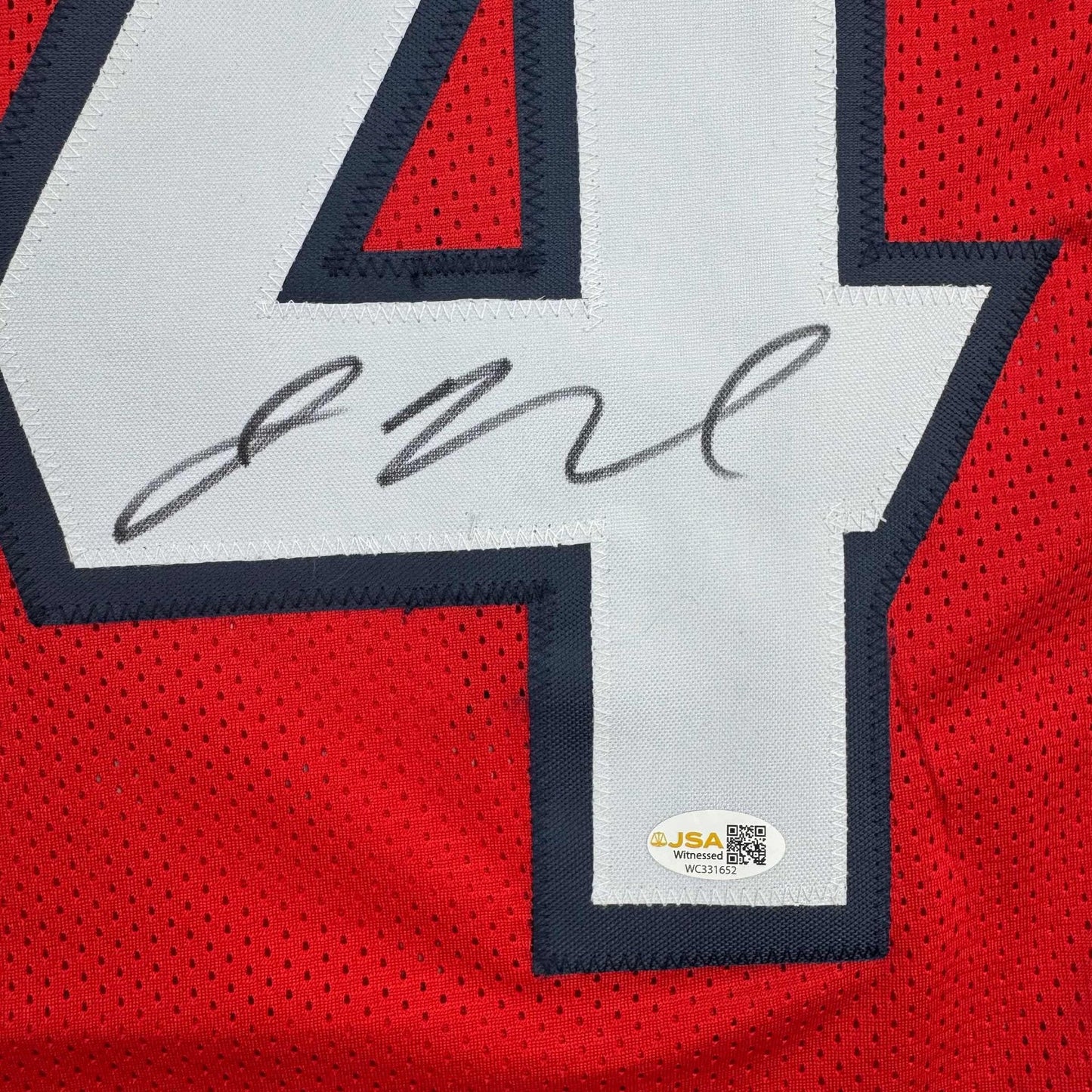 Autographed/Signed Jaylin Noel Houston Red Football Jersey JSA COA