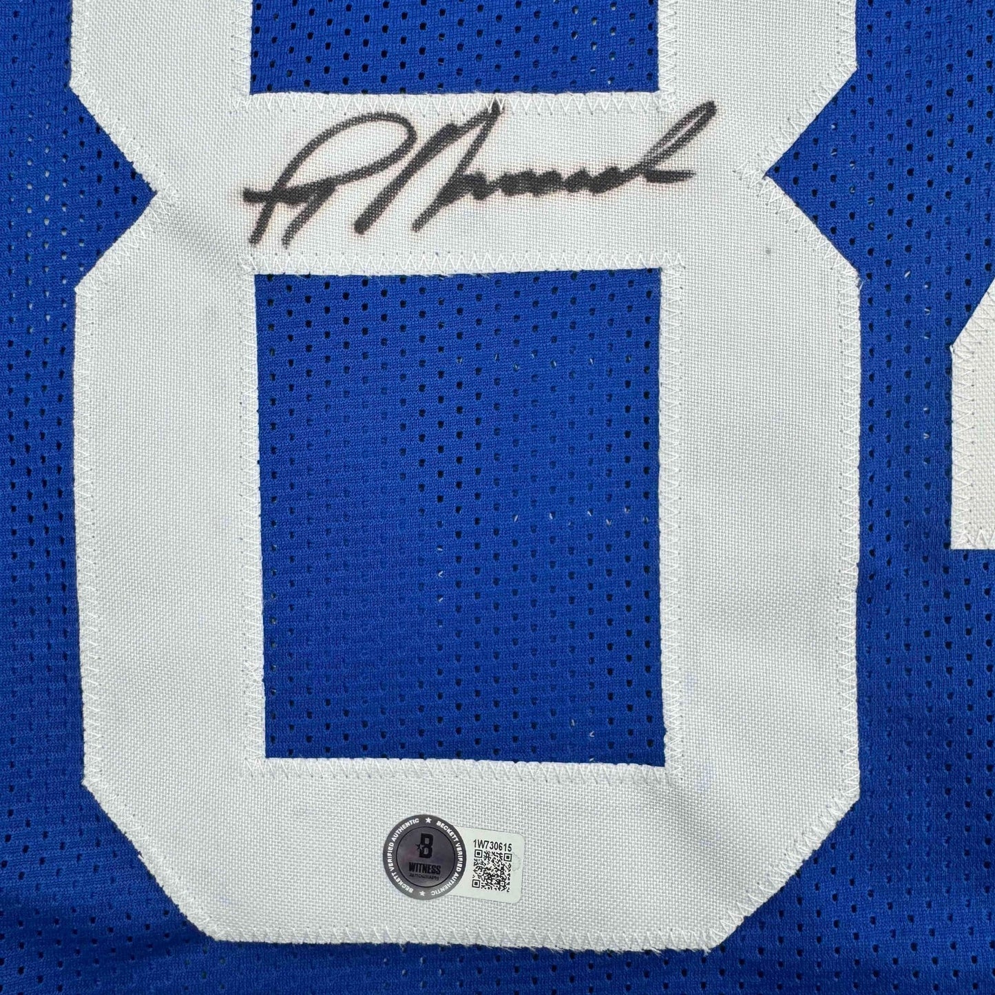 Autographed/Signed Jay Novacek Dallas Blue Football Jersey Beckett BAS COA