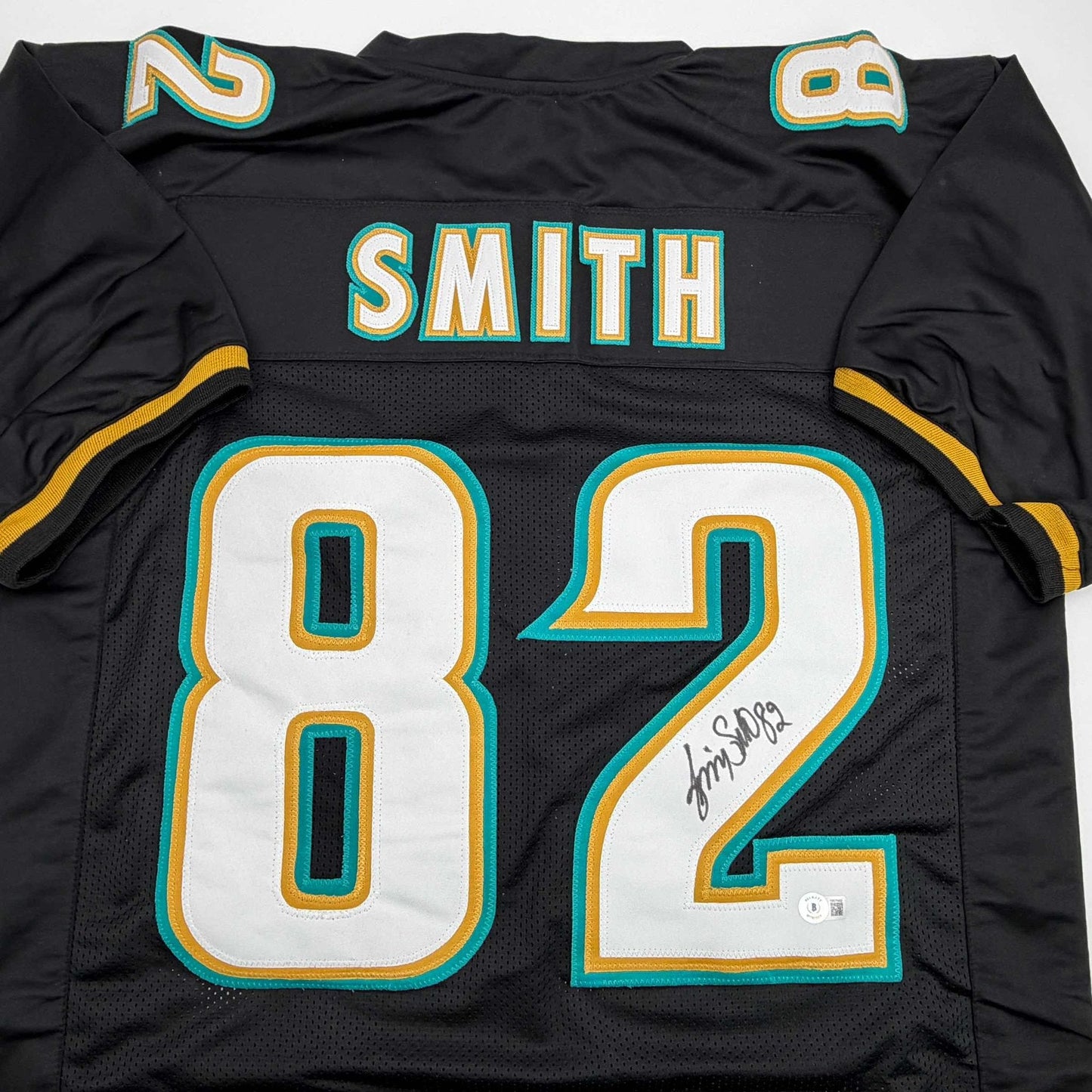 Autographed/Signed Jimmy Smith Jacksonville Black Football Jersey Beckett BAS COA