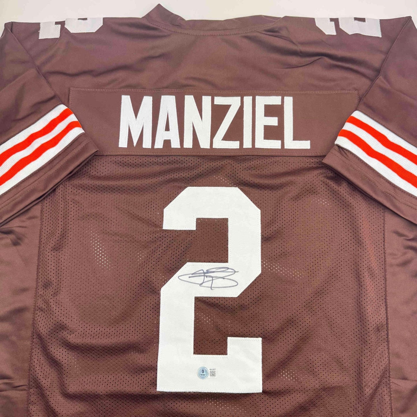 Autographed/Signed Johnny Manziel Cleveland Football Brown Jersey Beckett BAS COA