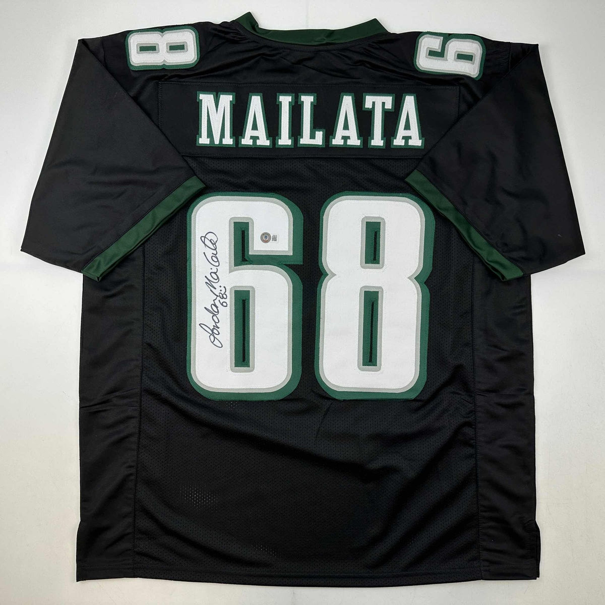 Autographed/Signed Jordan Mailata Philadelphia Black Football Jersey Beckett BAS COA