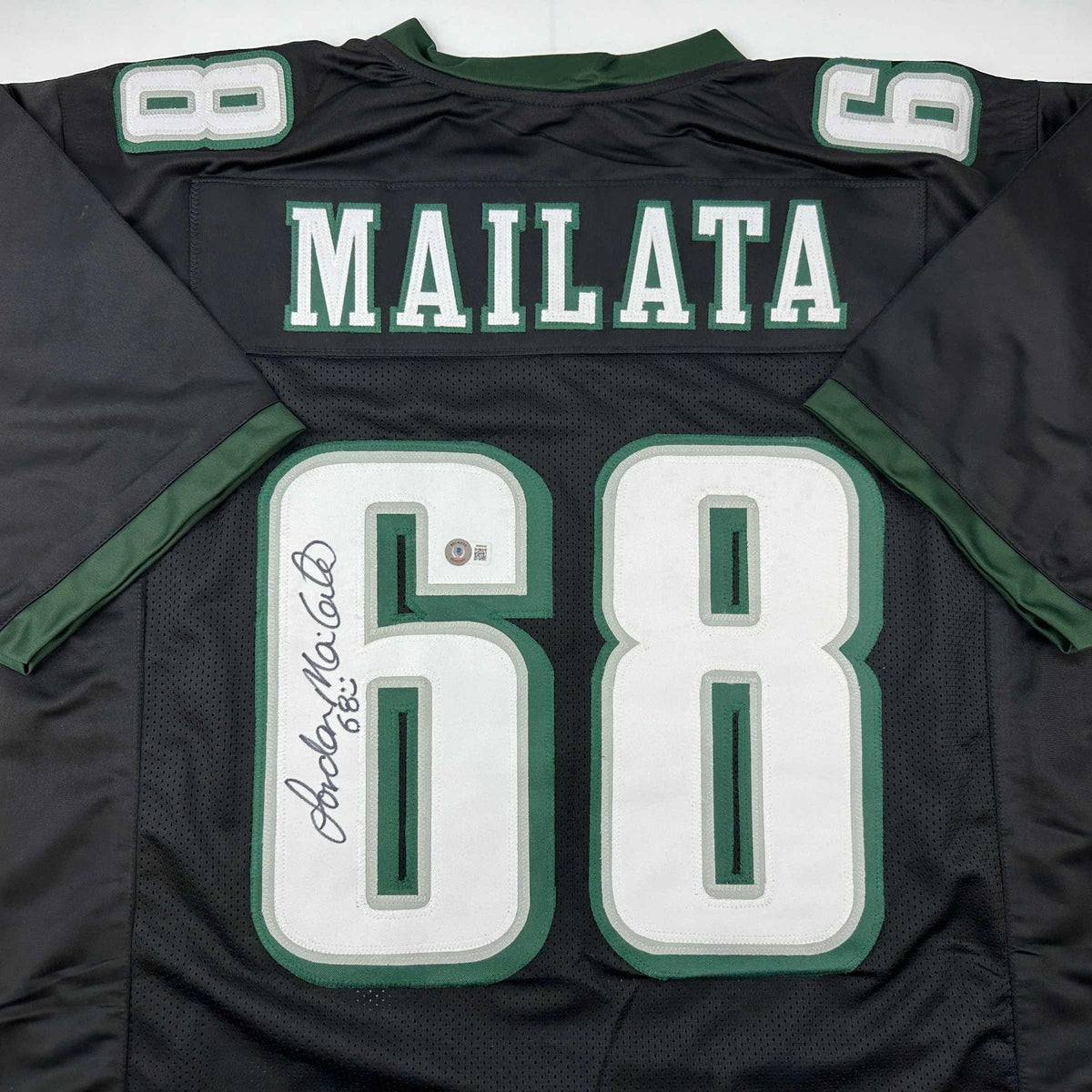 Autographed/Signed Jordan Mailata Philadelphia Black Football Jersey Beckett BAS COA