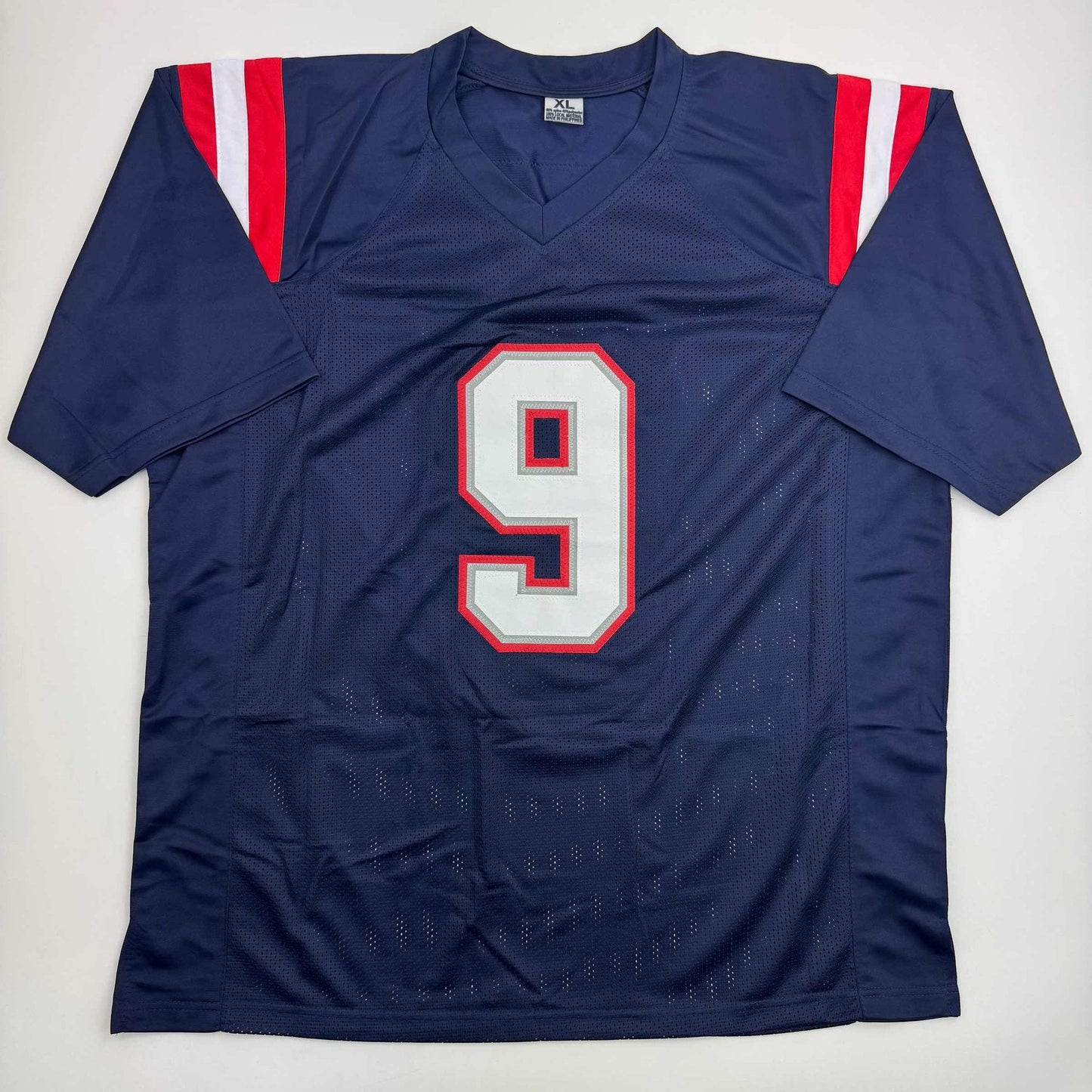 Autographed/Signed Kayshon Boutte New England Blue Football Jersey Beckett BAS COA