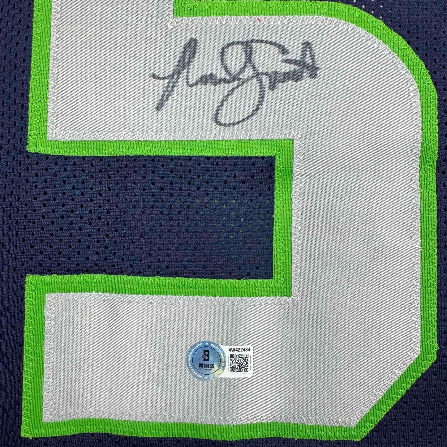 Autographed/Signed Malcolm Smith Seattle Blue Football Jersey Beckett BAS COA