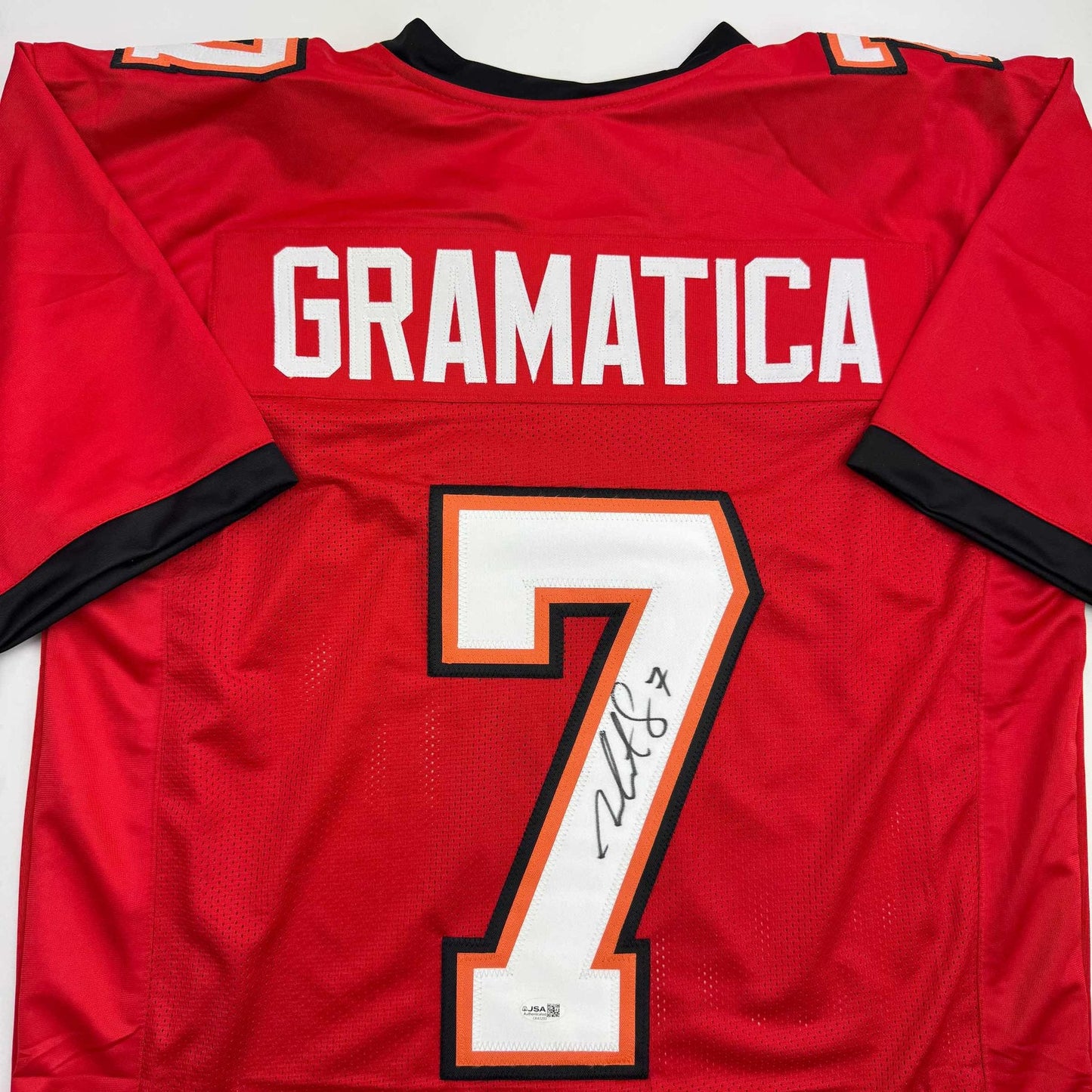 Autographed/Signed Martin Gramatica Tampa Bay Red Football Jersey JSA COA