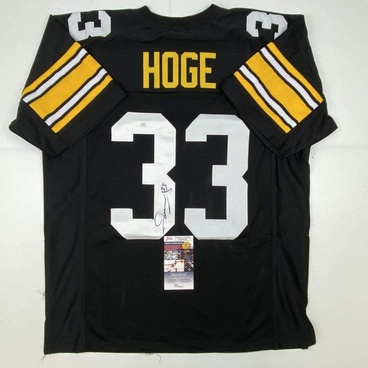 Autographed/Signed Merril Hoge Pittsburgh Black Football Jersey JSA COA
