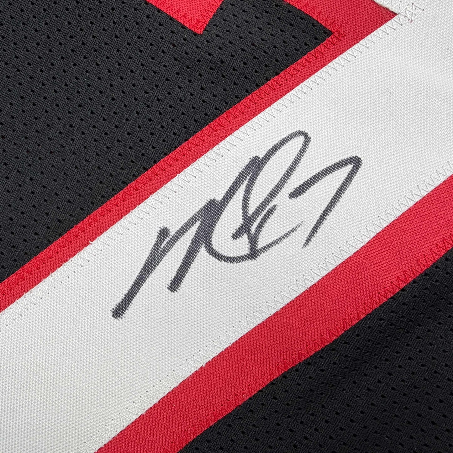 Autographed/Signed Michael Mike Vick Atlanta Black Football Jersey Beckett BAS COA
